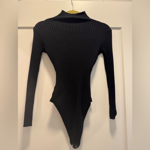Lulu's Black Ribbed Long Sleeve Bodysuit - Picture 3 of 6